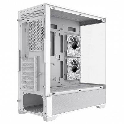 Vista White ATX Gaming Case with Tempered Glass Front and Side Panels with 3 x FN12A-C8I 120mm Infinity Fans Installed - Image 11