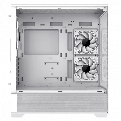 Vista White ATX Gaming Case with Tempered Glass Front and Side Panels with 3 x FN12A-C8I 120mm Infinity Fans Installed - Image 12