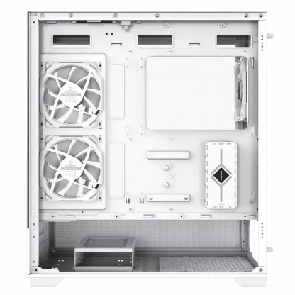 Vista White ATX Gaming Case with Tempered Glass Front and Side Panels with 3 x FN12A-C8I 120mm Infinity Fans Installed - Image 14