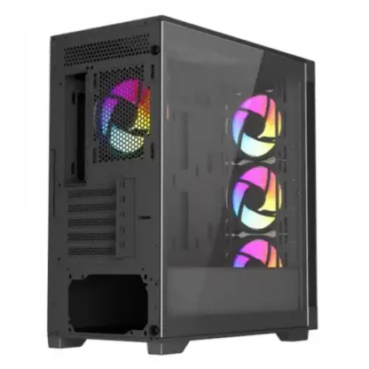 Vida Zephyr V2 Black ARGB Gaming Case w/ Glass Window, Micro ATX, 4x ARGB Fans, 6-Port PWM ARGB Fan Hub & Remote Control, Mesh Front - Image 2