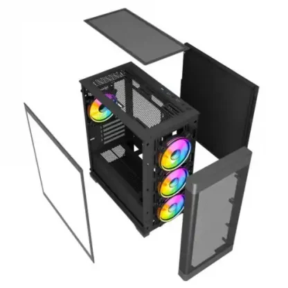 Vida Zephyr V2 Black ARGB Gaming Case w/ Glass Window, Micro ATX, 4x ARGB Fans, 6-Port PWM ARGB Fan Hub & Remote Control, Mesh Front - Image 5
