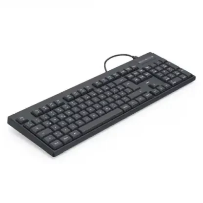 Hama CK-100 Wired USB Multimedia Keyboard, AI Assistant, Quiet Keys, Detachable Cable, Black