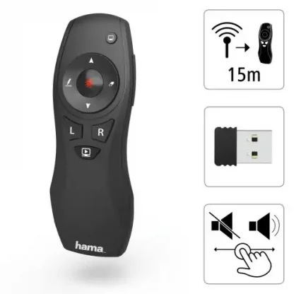 Hama X-Pointer 6-in-1 Wireless Laser Presenter, Laser Pointer, Air Mouse, Full/Black Screen, Volume, PowerPoint, Digital Ink, 15m Range - Image 4