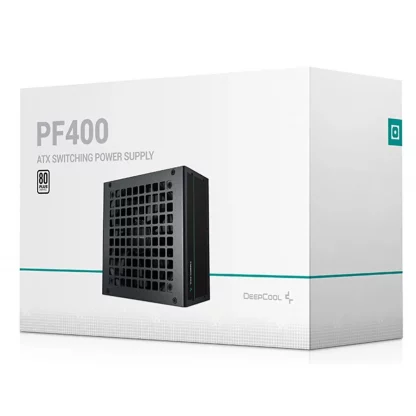 DeepCool PF400 80 PLUS Standard Power Supply 400W, Silent Hydraulic Bearing Fan, Reliable Protection, Flat Black Cables, 85% Efficiency