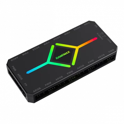 V4.0 ARGB PWM 9 Port Black Fan Hub With SATA Power and RF Remote - Image 2