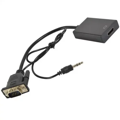 VGA Plug and 3.5mm Audio Jack to HDMI Socket Adapter Kit With USB Power Cable - Image 2