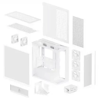 Arctic Xtender (VG White) Case w/ Clear Glass Side and Front, E-ATX, 5x ARGB Fans, ARGB PSU Shroud, Mesh Airflow, GPU Vertical Mount, USB-C 10Gbps - Image 8