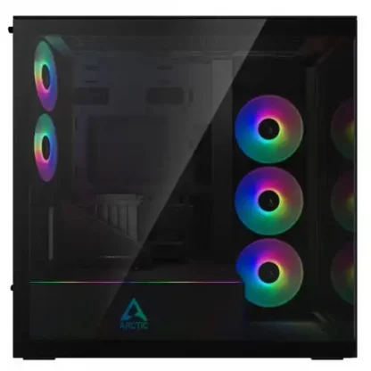 Arctic Xtender (VG Mirror Black) Case w/ Mirror Glass Side and Front, E-ATX, 5x ARGB Fans, ARGB PSU Shroud, Mesh Airflow, GPU Vertical Mount, USB-C 10Gbps - Image 4