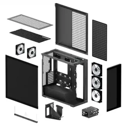 Arctic Xtender (VG Mirror Black) Case w/ Mirror Glass Side and Front, E-ATX, 5x ARGB Fans, ARGB PSU Shroud, Mesh Airflow, GPU Vertical Mount, USB-C 10Gbps - Image 8