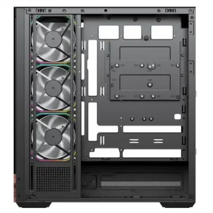 Vida Elegance Black ARGB Gaming Case w/ Glass Side & Front, ATX, Real Wood PSU Shroud, 4x ARGB PWM Fans, Fan Hub & Remote, USB-C 10Gbps, Asus BTF Compatible - Image 7
